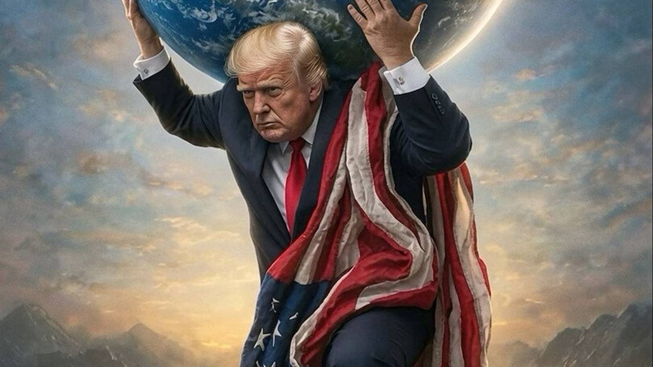 Трамп опубликовал свое изображение в образе несущего Землю атланта